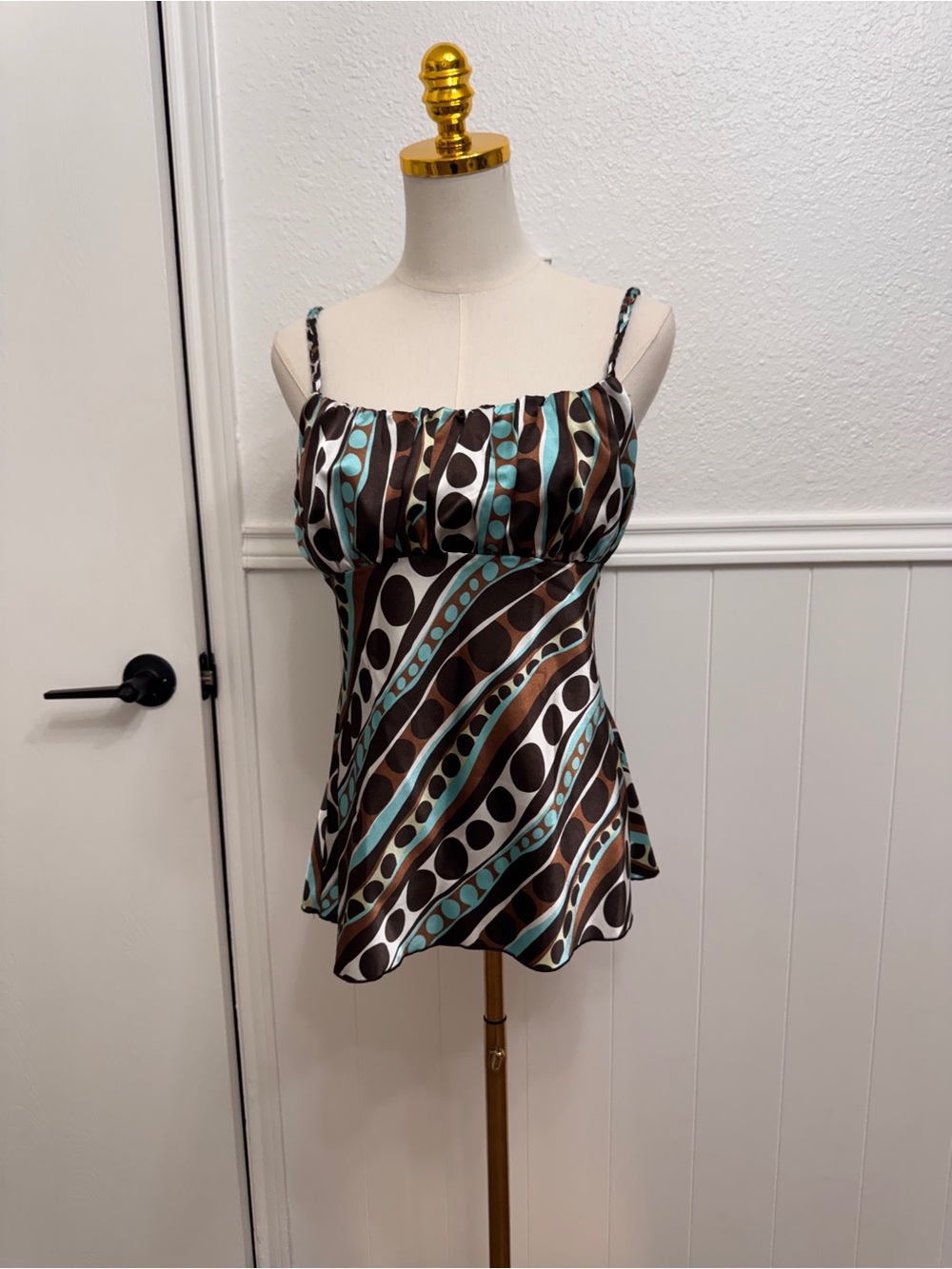 Bwear Brown & Teal Patterned Spaghetti Strap Camisole